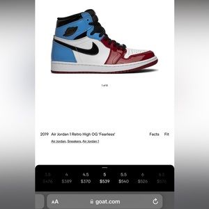 Air Jordan 1 Retro High OG fearless mens 5- womens 7
